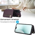thumbnail image 3 of Wallet Case for iPhone 16 with Wrist and Shoulder Strap, Card Holder Kickstand Feature Flip Zipper PU Leather RFID Blocking Magnetic Buckle Phone Cover for iPhone 16, Purple, 3 of 8