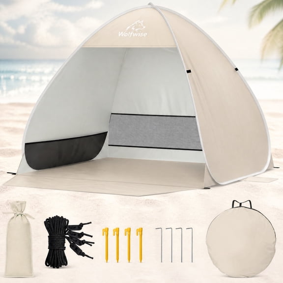 Norcho Pop-up Beach Tent 1-2 Person, UPF50 , Instant Setup, 50x47x43in, Beige