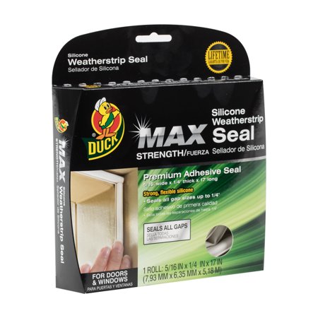 Roof Weatherstrip Seals - Duck Brand Max Strength Silicone Weatherstrip Seal - White, .31 in. x .25 in. x 17 ft.