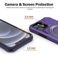 thumbnail image 6 of Magnetic for iPhone 12, iPhone 12 Pro Case with Stand [Compatible with MagSafe] + Screen Protector[2 Pack], Shockproof Cover Rugged Phone Case, Built in 360° Rotatable Ring Kickstand, Purple, 6 of 6