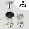 thumbnail image 3 of Stainless Steel Cookware Set, 9 Pcs Nonstick Cookware Set, Kitchen Pots and Pans Set with Glass Lid for Cooking, Dishwasher , Golden, 3 of 10