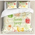 thumbnail image 1 of Fruit Queen Size Duvet Cover Set, Eco Themed Colorful Sketch Food Pomegranate Peach Lime Pattern on Cream Background, Decorative 3 Piece Bedding Set with 2 Pillow Shams, Multicolor, by Ambesonne, 1 of 3