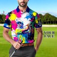 thumbnail image 2 of HOMYGIFTS Men’s Pop Art Neon Grunge Golf Polo – Graffiti Spray & Metallic Sunburst, 2 of 9