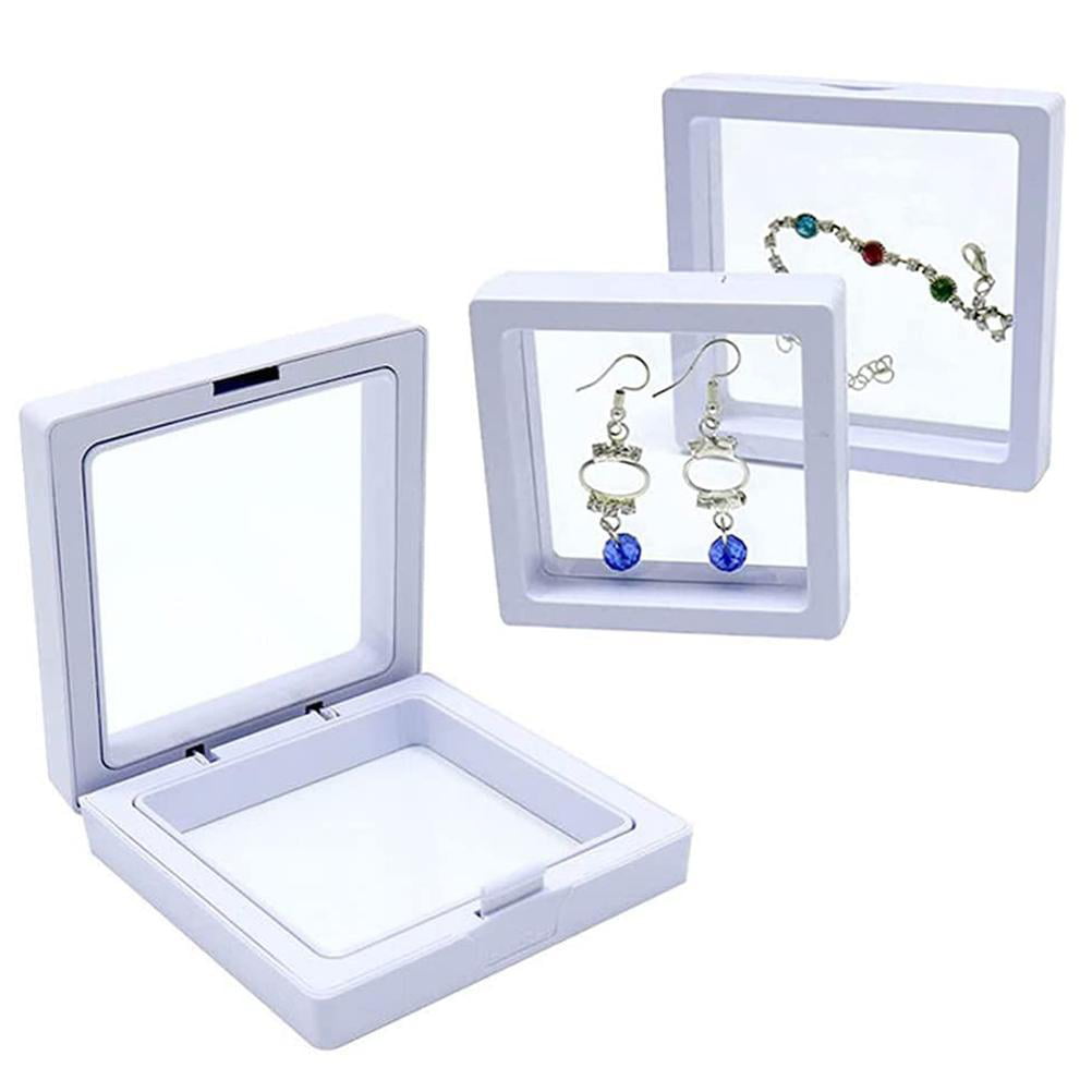 High-end Jewelry 3D Floating Display Frame Case Box Stand Holder 7x7cm 