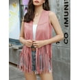 thumbnail image 4 of Yesfashion Women's Fringe Vest 70s Hippie Sleeveless Tassel Long Cardigan Jacket Cowgirl Western Tops, 4 of 9