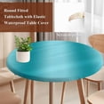 thumbnail image 3 of Turquoise Ombre Round Tablecloth 45-54 Inch Round Fitted Table Cloth with Elastic Edge, Modern Abstract Art Waterproof Table Cover Protector for Outdoor Picnic Party Dining, 3 of 6