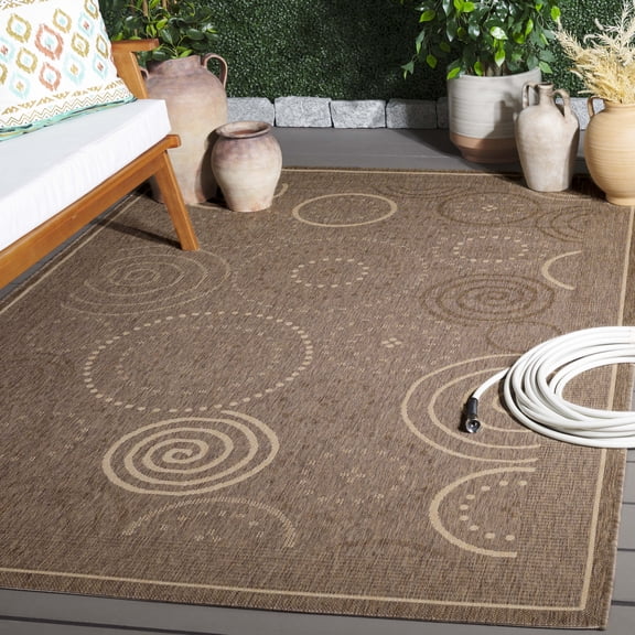 Safavieh Courtyard Hugo Oriental Indoor/Outdoor Area Rug, Brown/Natural, 6'7" x 9'6"