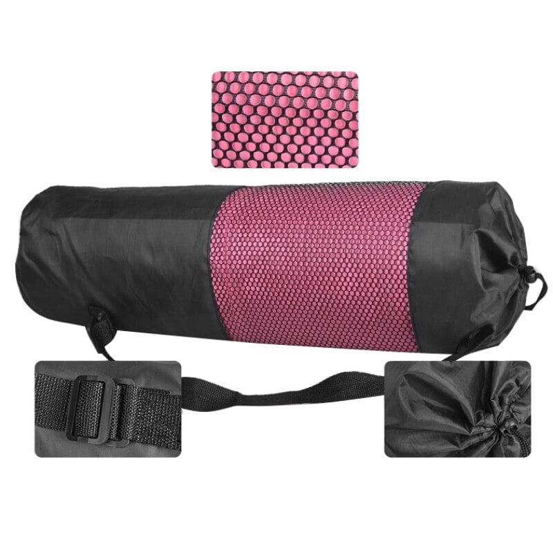 YaptheS Portable Useful Pilates Yoga Mat Carrier Bag Nylon Mesh Bag Yoga Mat Holder with Adjustable Shoulder Strap and Handle Black Easy to Use 