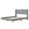 thumbnail image 4 of Spaco Corduroy Platform Bed Frame with Metal Legs, Platform Bed Frame Queen Size with Wood Slat Support, Easy Assembly, Gray, 4 of 9