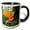 Black/White, variant on 3drose, Tropic Bird of Paradise with Dew Drops, 11oz Two-tone Black Mug