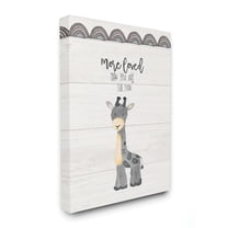 Stupell Industries More Loved Giraffe Cartoon Family Design Canvas Wall Art by Jo Moulton, 16" x 20"