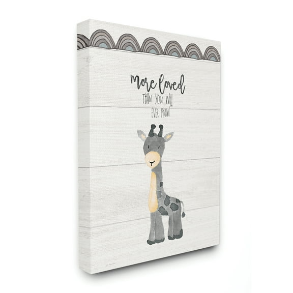 Stupell Industries More Loved Giraffe Cartoon Family Design Canvas Wall Art by Jo Moulton, 16" x 20"