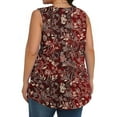 thumbnail image 6 of Fartey Plus Size Floral Tank Tops for Women Soft Comfy Crew Neck Pleated Shirts Summer Sleeveless Undershirt Loose Casual Beach Tanks Wine XXXL, 6 of 6