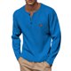 thumbnail image 1 of pstuiky manga larga para hombre, Camisa informal de manga larga con botones y cuello redondo para hombre Tops casuales para hombres xxl, 1 of 9