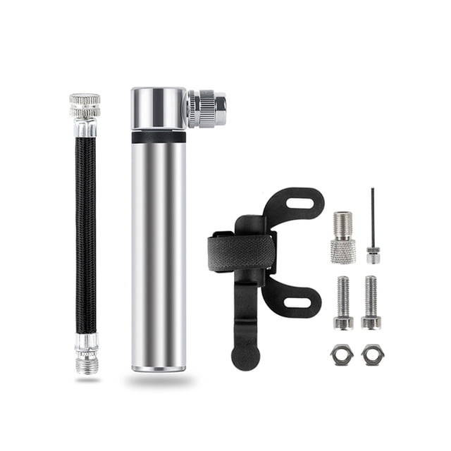 stanreset Bicycle Air Pump Portable Hand Inflating Tire Inflator Riding Manual Reusable Balloon Ball Compressor Accessory Silver 1Set