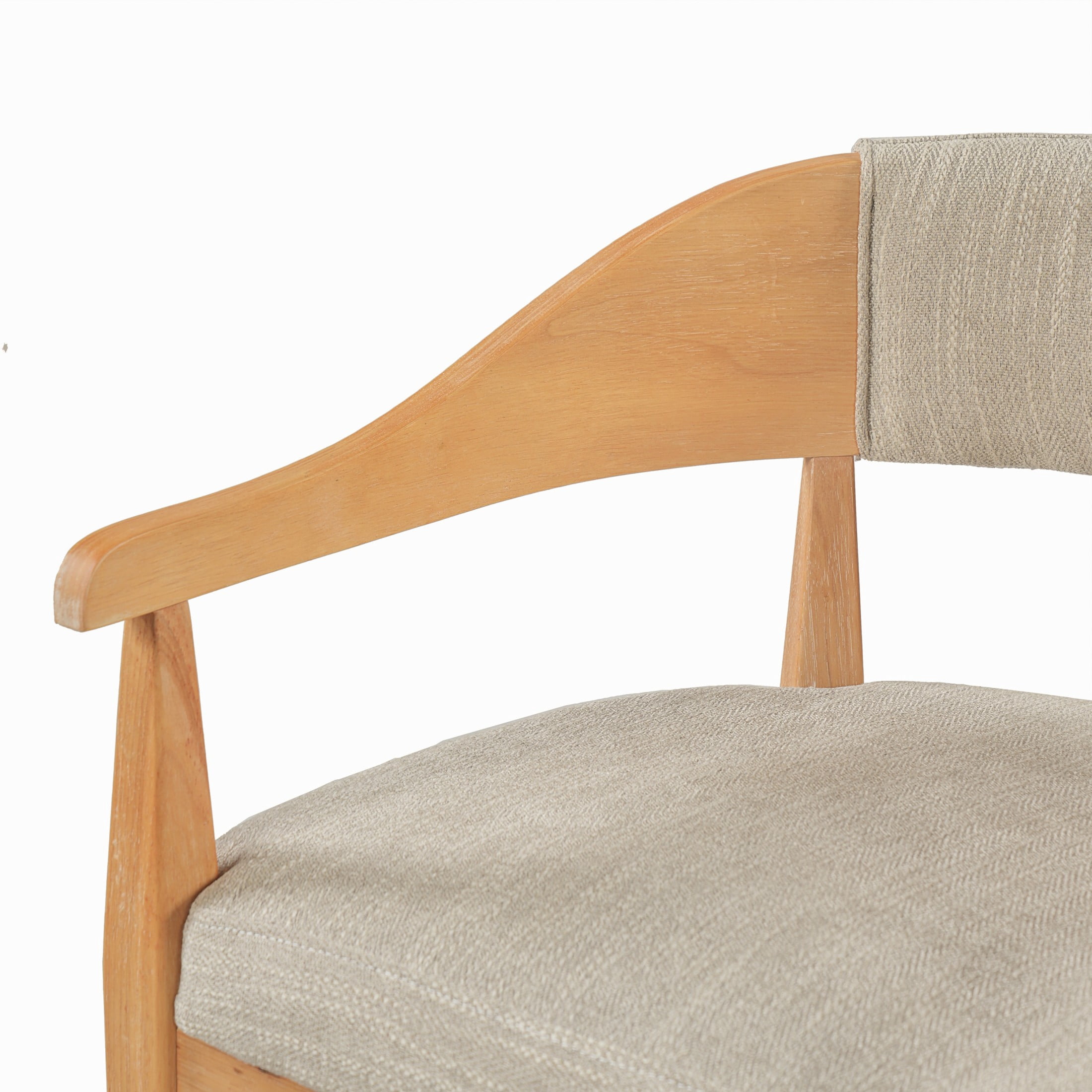 Christopher Knight Home Mid-Century Wood Counter Stools with Curved Arms, Natural+Beige, Set of 2