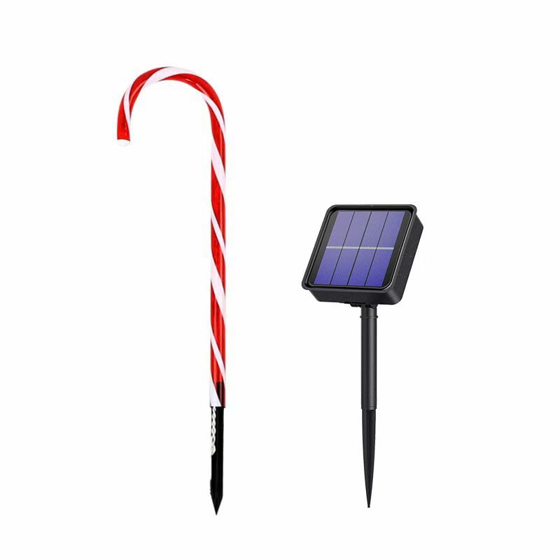 Solar Power Christmas Candy Cane Lights Pathway Markers Yard Lawn Pathway Decor 