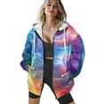 thumbnail image 4 of COEQINE Full Zip Up Women's Hoodie Fashion Y2K Oversized Sweatshirts Jacket Rainbow Gradient Print with Pockets Long Sleeve Sweater Soft Casual Wear, XL, 4 of 7