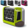 PowerMe Battery Powered Hand Held Manual Electric Pencil Sharpener with Cover for Kids, School, Green