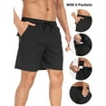 thumbnail image 3 of Hanerdun Mens 2 in 1 Dry Fit Athletic Shorts with Liner & Pockets Workout Running Bottoms Black 2XL, 3 of 7