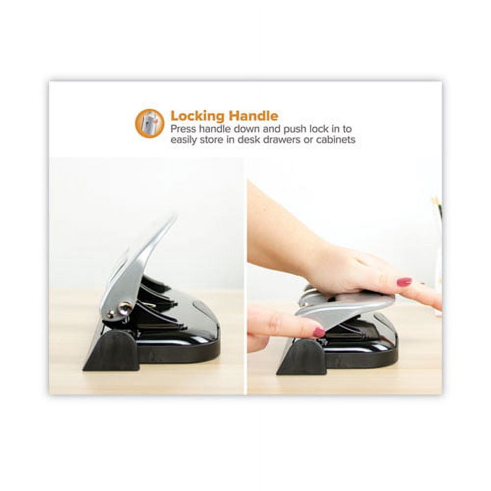 "20-Sheet Ez Squeeze Three-Hole Punch, 9/32"" Holes, Black/silver | Bundle of 5 Each"