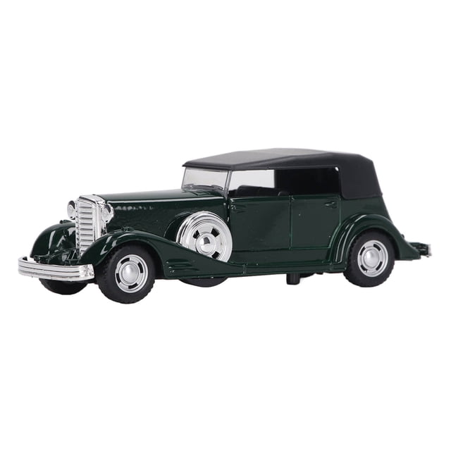1:32 Modelo de coche clásico de aleación de juguete vintage con puertas abiertas, modelo antiguo de coche de juguete con retroceso, color verde