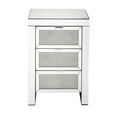 thumbnail image 2 of Benjara 3 Drawer Beveled Mirrored Accent Table with Faux Diamond Inlay, Silver, 2 of 5