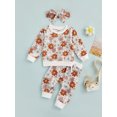thumbnail image 2 of Bagilaanoe 3Pcs Newborn Baby Girl Long Pants Set Flower Print Long Sleeve Sweatshirt Pullover Tops+ Trousers + Headband 6M 12M 18M 24M 3T Casual Sweatsuit, 2 of 8