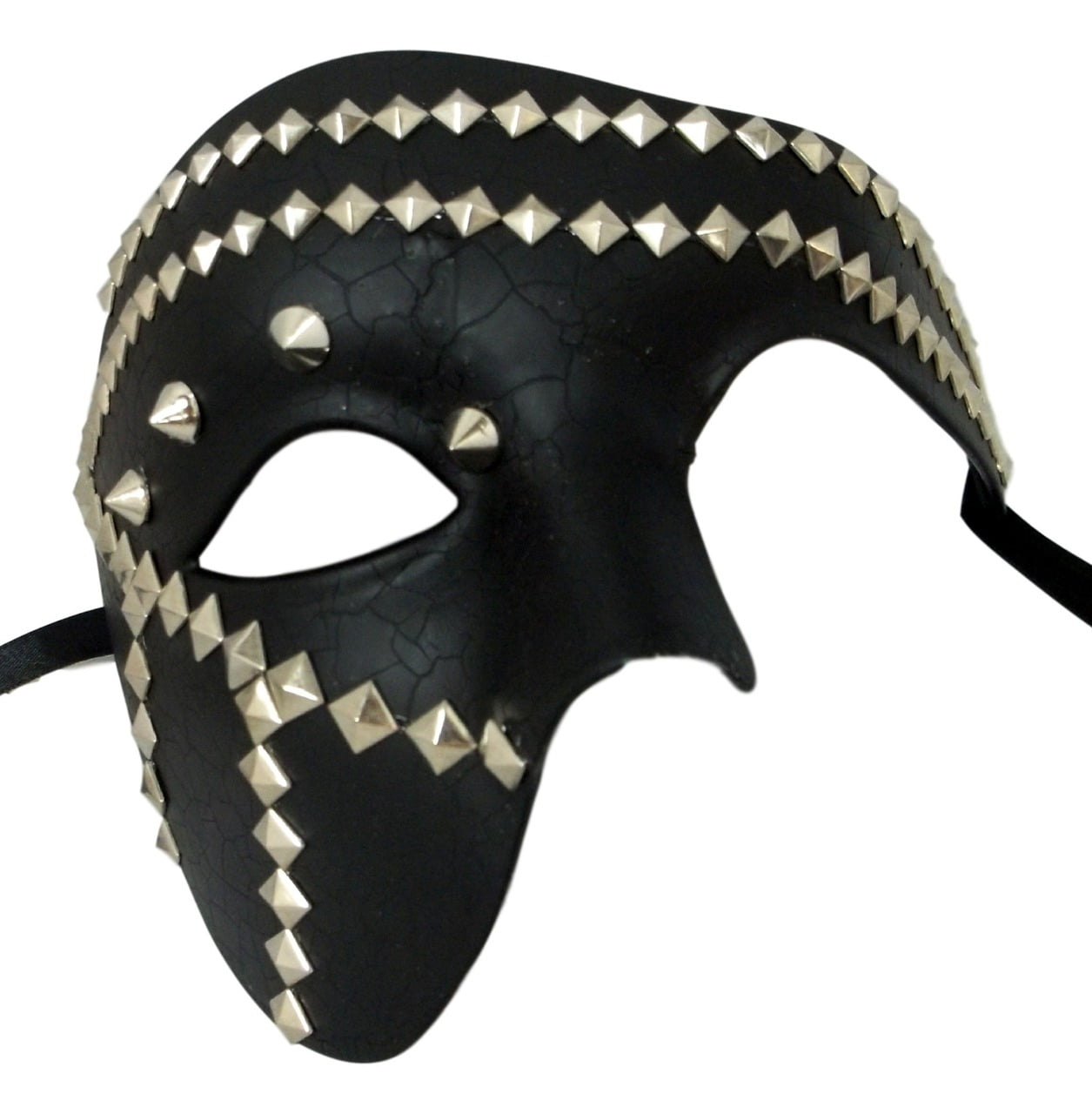 Black Steam Punk Metal Stud Phantom Half Face Halloween Masquerade Mask ...