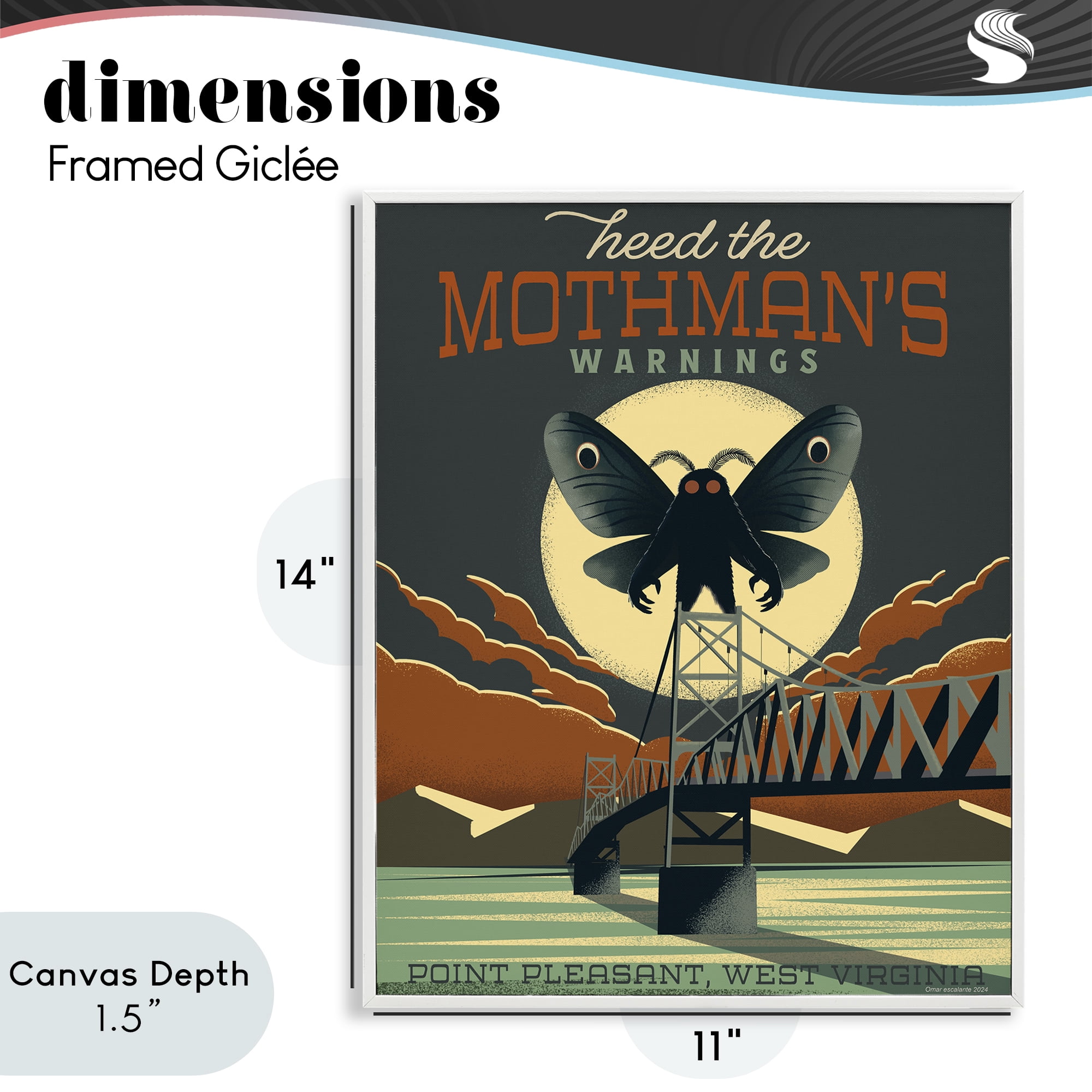 Stupell Industries Cryptid Tourism West Virginia White Framed Giclee Art, design by Omar Escalante