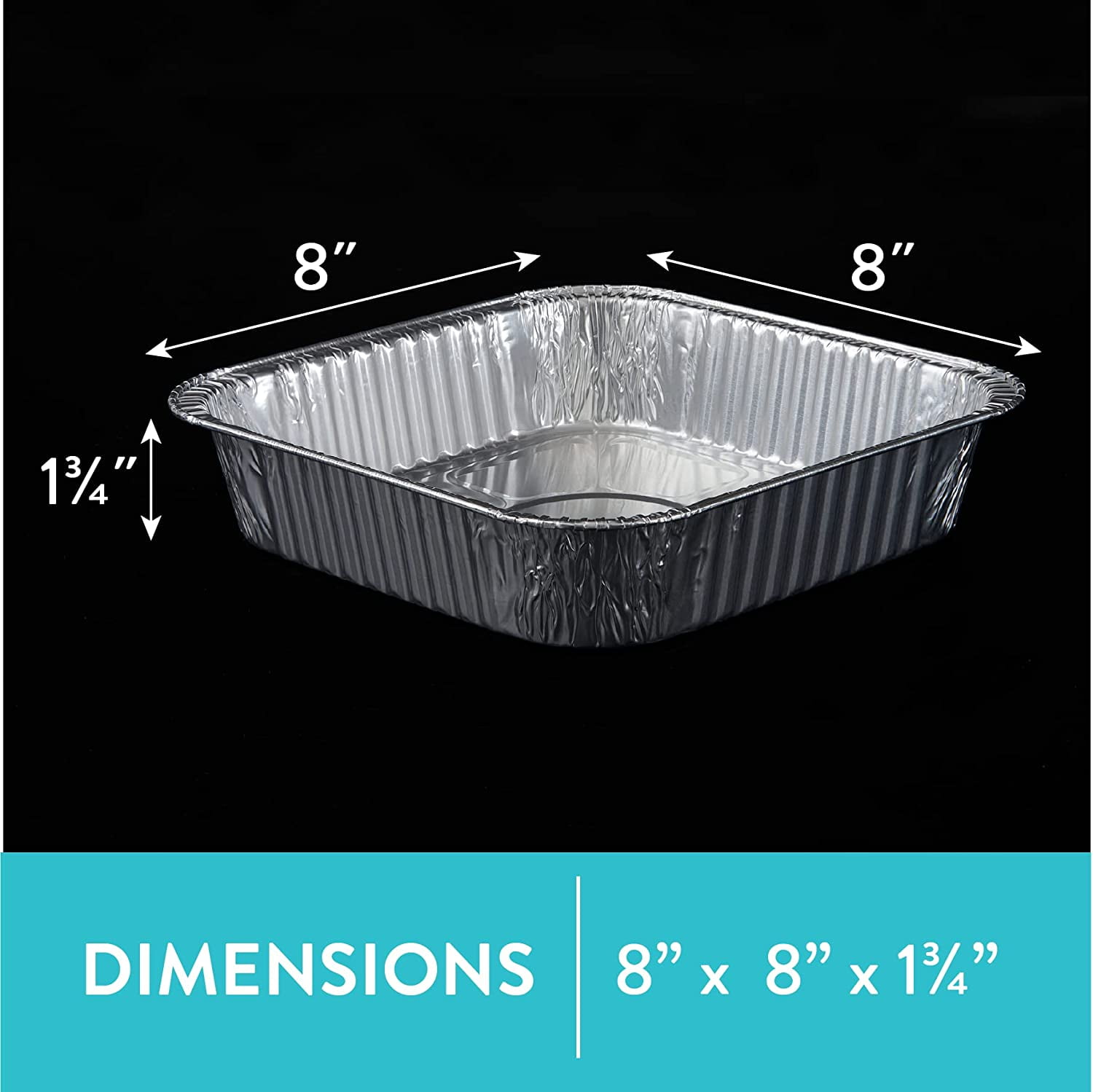 DOBI 8x8 Aluminum Pans (30 Pack) - Disposable 8 Inch Square Foil