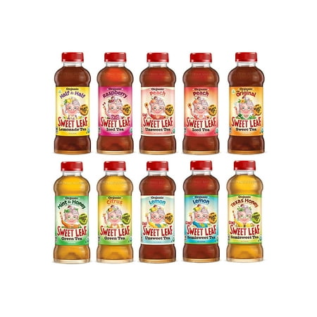 Sweet Leaf Premium Iced Lemonade Fruit Tea, 10 Flavor Variety Pack, 16 oz Bottles (Pack of (Best Iced Tea Flavors)