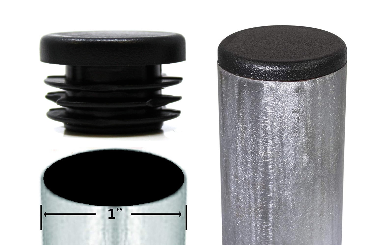 Karcy End Caps Plastic Tube Plug Insert Plug Round Hole Plugs Black Outer Dia 1-inch/25mm Pack of 30 