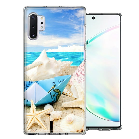 MUNDAZE For Samsung Galaxy Note 10 Beach Paper Boat Design Double Layer Phone Case Cover