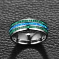 thumbnail image 3 of JQUEEN 8mm Blue Opal Dome Silver Tungsten Carbide Ring Malachite Wedding Bands Ring, 3 of 5