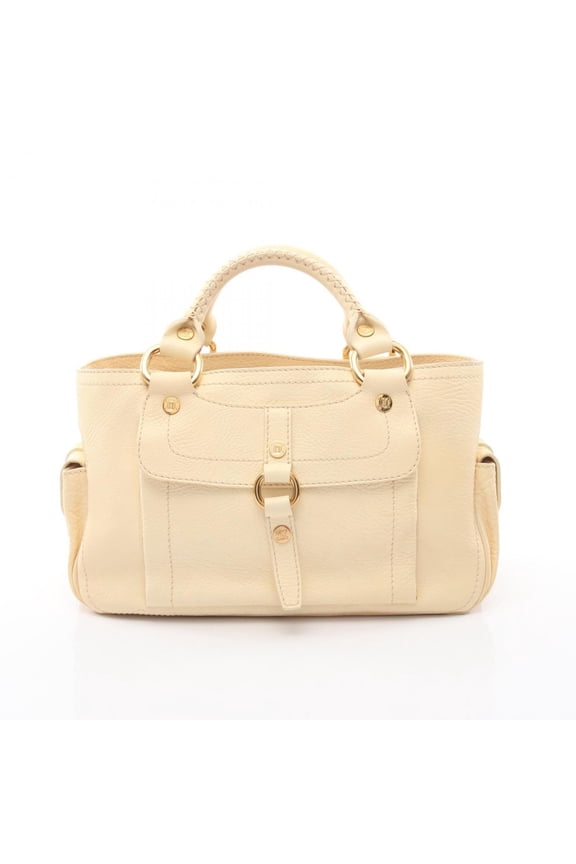 Pre-Owned Celine Boogie Bag, Women's Leather Handbag, Ivory, 134023TST
