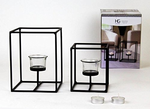 hometrends Black Cube Candle Holder Giftbox