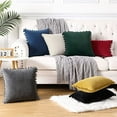 thumbnail image 6 of Throw Pillow Covers with Tassels Pack of 2, Boho Decorative Soft Solid Velvet Cushion Covers for Couch Bedroom Car, Grey, 18x18 inch, 6 of 9