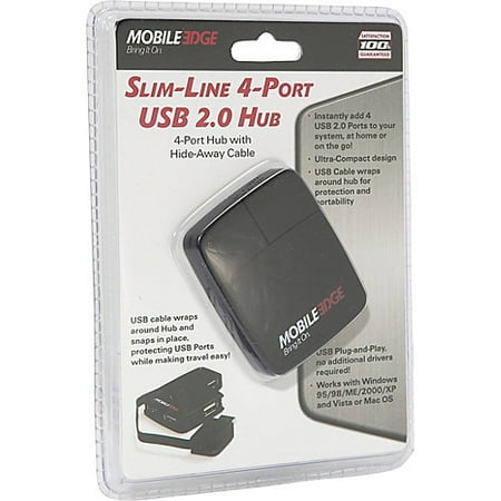 Mobile Edge USB 2.0 4-Port Mini-Hub w/ Wrap-Around Connector