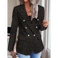thumbnail image 4 of Women'S Plaid Blazer Jacket Warm Fully Lined Business Casual Elegant Coat with Pockets Black Dot XXL, 4 of 9