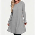 thumbnail image 6 of Byworldtasic Women's Knit Dress Long Sleeve Casual Crew Neck Tunic Dresses with Pockets Button Side Fall Winter Trendy Dress, 6 of 9
