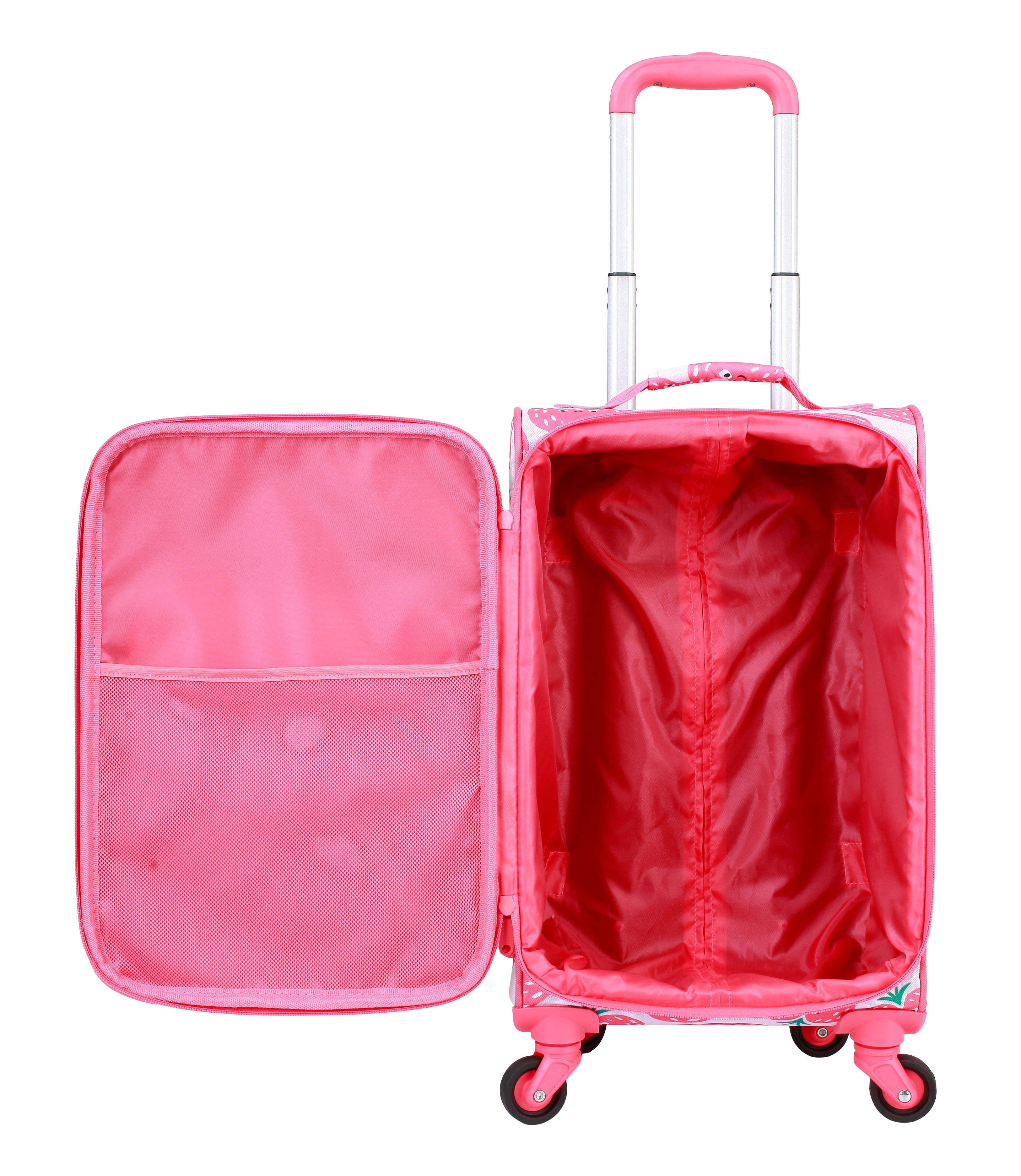 CRCKT Kids Girl 21" Softside Carry-on Luggage  With 360 Spinner Wheels- Heartberry Smile, Red and Pink