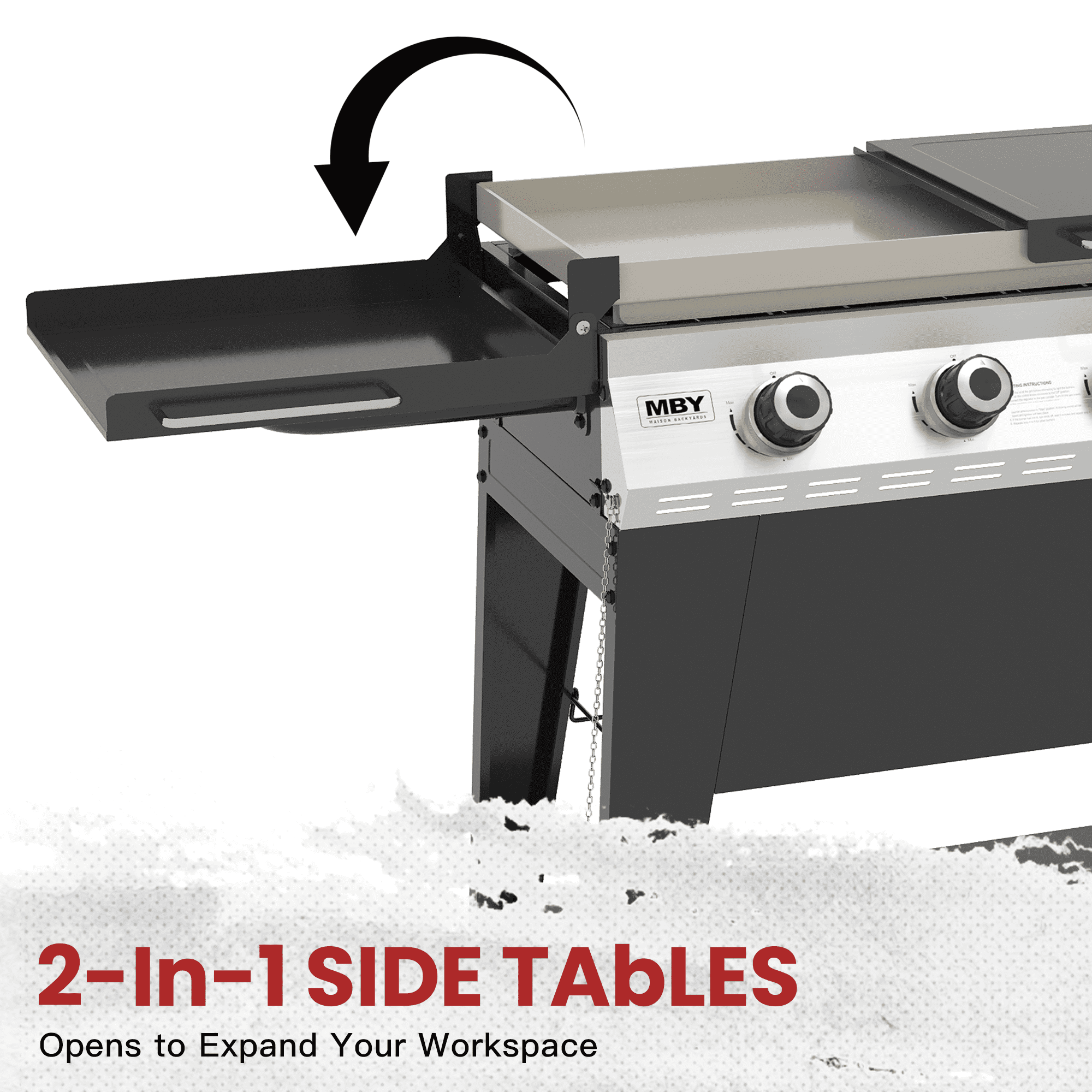 3-Burner Propane Flat Top Griddle Grill, 36,000 BTU Outdoor Gas Griddle with 420 Sq. In. Cooking Area, Folding Side Shelves & Rolling Wheels, Black