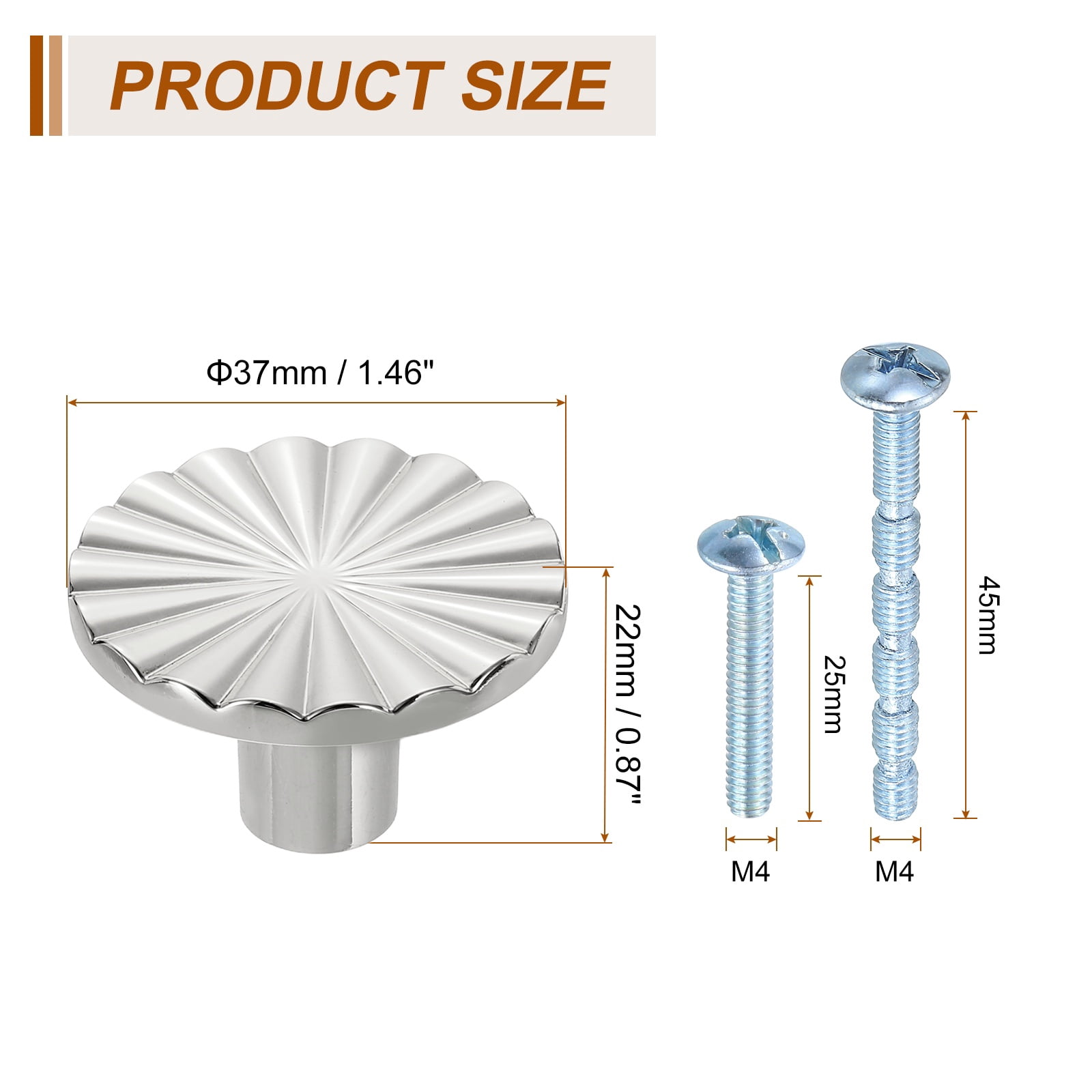 6Pack Round Cabinet Knobs,  1.5" Dia x 0.87" Height Drawer Knob Handle Pulls for Kitchen Cabinets Bedroom Dresser Wardrobe, Silver
