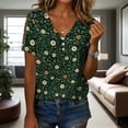 thumbnail image 3 of Blusa Zhyaj de manga corta con cuello en V y estampado floral bohemio para mujer, 3 of 6