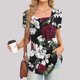 thumbnail image 1 of ICHUANYI Clearance Women Fashion Printed Casual V-Neck Short Sleeve Loose T-Shirt Blouse Tops(Red, M) ICHUANYI WER2023081206557, 1 of 5