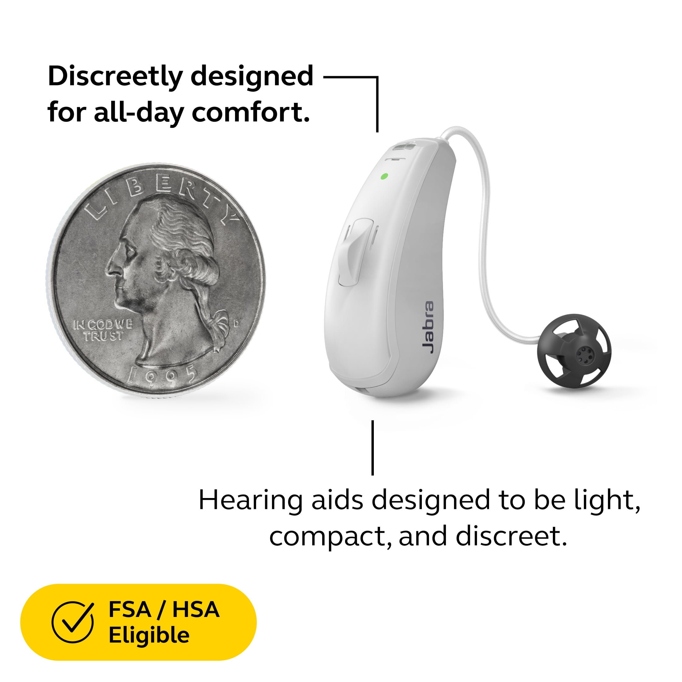 Jabra Enhance Select 50R, Medical-Grade, Behind-the-Ear Hearing Aid with Audiology Care & Bluetooth, Gray