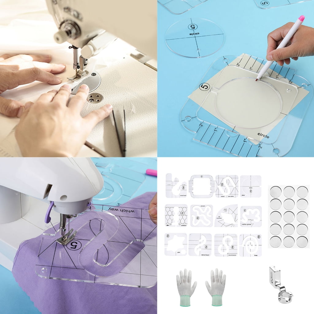 15 Pcs Frees Motion Quilting Template Ruler Sewing Ruler Acrylic Quilting Ruler