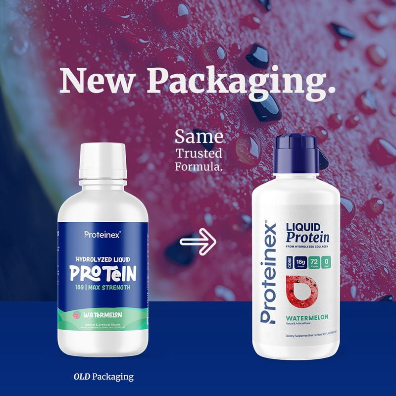 Proteinex Core Liquid Collagen Peptides, 18g Protein per serving | Zero Sugar, Zero Carbs, Ready to Drink | (Watermelon, 30 Fl Oz)