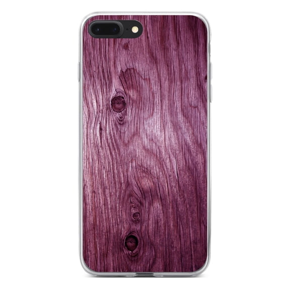 DistinctInk Clear Shockproof Hybrid Case for iPhone 7 PLUS / 8 PLUS (5.5" Screen) - TPU Bumper, Acrylic Back, Tempered Glass Screen Protector - Fuchsia Weathered Wood Grain Print - Printed Wood Image